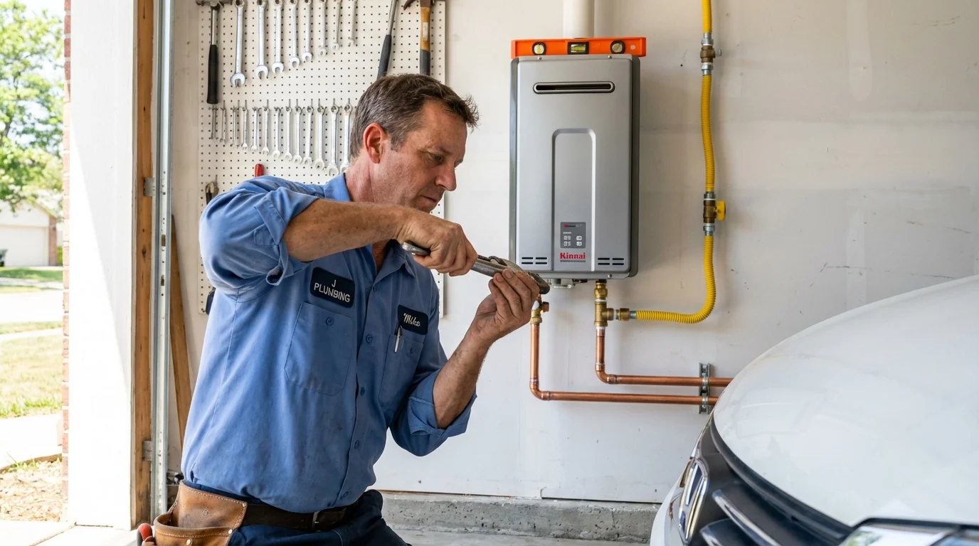 Tankless water heater installation by a Johns Plumbing LLC plumber in Chadwicks